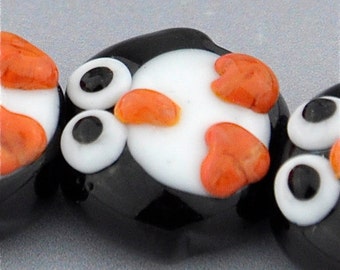 Penguin Lampwork Glass Bead Set