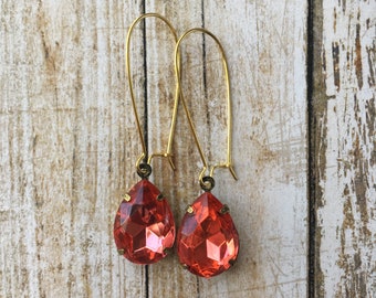 Coral Vintage Inspired Drop Earrings