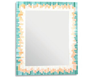 Orange and Green Stained Glass Mosaic Tile Rectangular Mirror in 4 Sizes