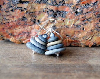 Cairn Stone Earrings with Sterling Silver Earwires
