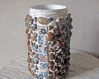 Glass jar upcycled with mosaic to new life
