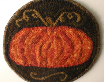 Primitive Folkart Lg Pumpkin Hooked Rug PATTERN ONLY