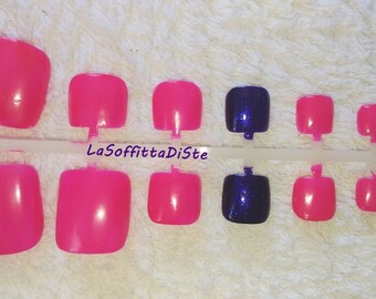hot pink and purple toe nails 24 false toenails press on glue on fake barbie nails drag queen gay pedicure full faux ongles lasoffittadiste