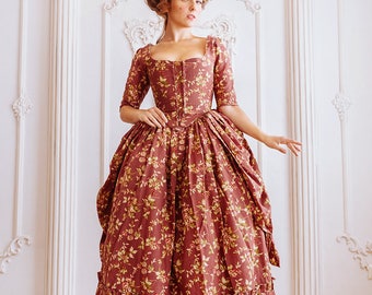 Robe a la polonaise, woman gown 18th century, Europe.