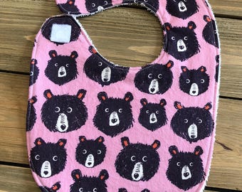 Baby Bib - Teddy and the Bears Lilac Print - Baby Shower Gift - Cotton Bib - Teddy Bear Bib