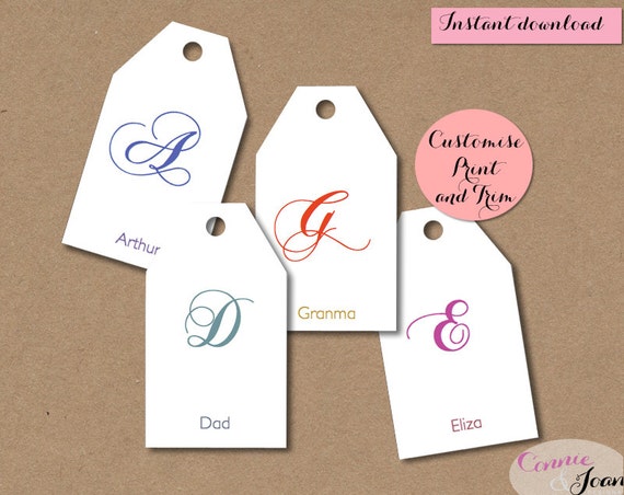 items similar to gift tags diy script initial tags editable