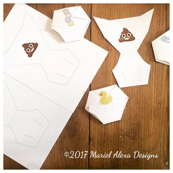emoji diaper game instant printable download pdf fun diaper cut out template