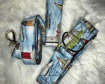 Sailboat Martingale Collar and Leash set