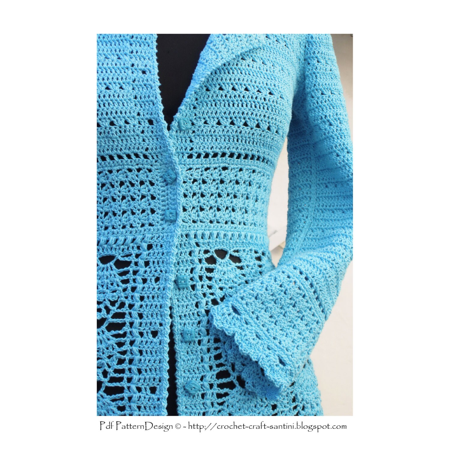 Cardigan en crochet à lacet bleu foncée