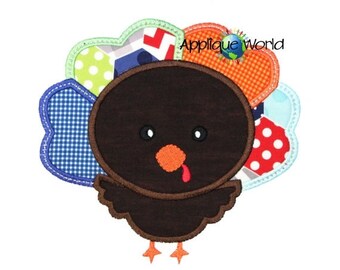 Thanksgiving Cute Turkey Applique Embroidery Design-Instant Digital Download Design-Machine Applique Embroidery -Kid Applique Patter