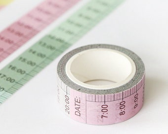 Planner Tape, Hourly washi tape, Hourly Time Strip washi tape, Time of the Day sticker/ tape, 7am 12pm tape for planners bullet journal