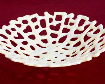 FUSED GLASS BOWL Handmade Dish White Color Glass For Fruit
