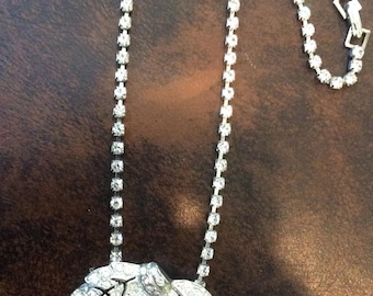 Vintage Rhinestone Dress Clip Necklace