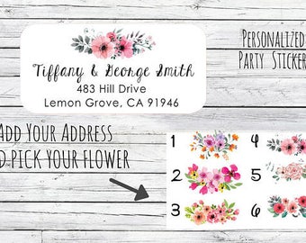 MINI Return Address Labels Stickers Floral Return Address Labels, Cute Address Labels, Flowers Return Address Labels, Floral Address Labels
