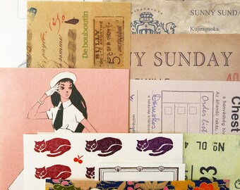 Japanese Stationery Paper Pack of 30+ Pieces for Planners, Mixed Media, Altered Art, Mail Art, Journaling or Scrapbooking