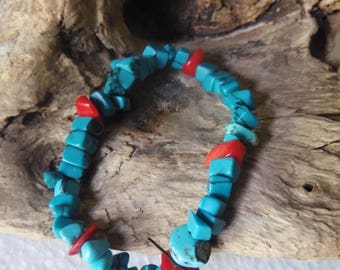 Turquoise blue bracelet and coral