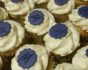 Handmade Edible Fondant Monogram Cupcake Toppers
