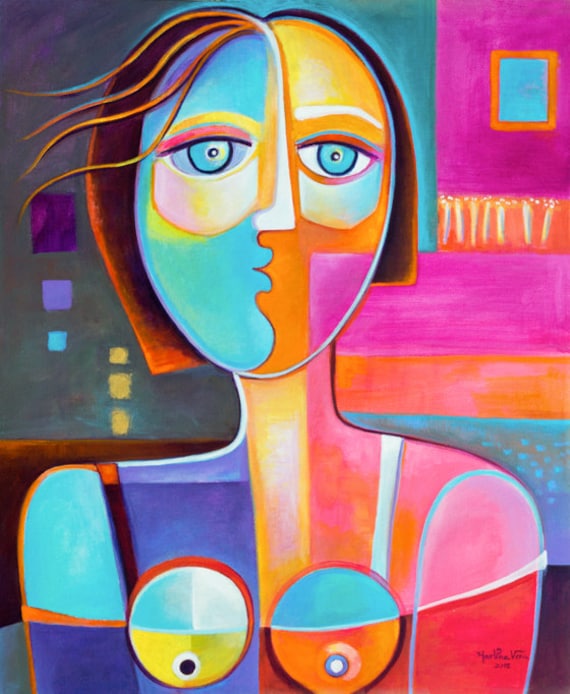 Cubism Painting Abstract Modern Original Acrylic Art Woman