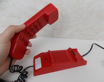 Vintage working Buttons Telephone Red phone Collectible Home Decor Office Phone Old Dial Desk Phone
