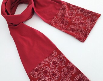 Spanish Red Block Print Cotton & Jersey Scarf