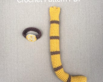 Daniel Tiger's tail and watch crochet pattern PDF. English USA.