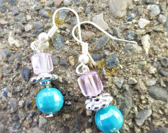 Purple/Blue Stacked Bead Earrings