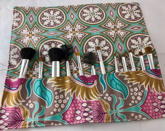 MakeUp Brush Holder - Makeup Brush Roll - Makeup Brush Organizer - Makeup Brush Case Makeup Brush Bag Joel Dewberry Aurora in Dijon