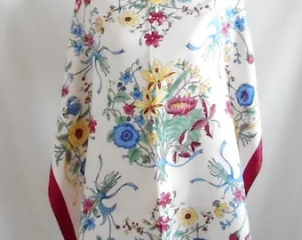 Vintage 1980s 1990s Sunkung Sa Floral Scarf, Vintage Sunkyung Sa Scarf, 1980s Sunkyung Sa Scarf, 1990s Sunkyung Sa Scarf