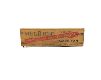 Vintage Cheese Box Cheese Box Mel-O-Bit 2 Pound Cheese Box Old Wooden Cheese Box Small