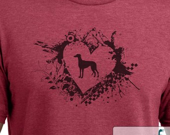 Greyhound - Grunge Heart - Greyhound shirt - Ladies or Unisex cut - Choose your color!