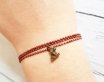 Bracelet dog cocker, triple bracelet which can be worn as a necklace