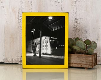 8x10 Picture Frame in Peewee Style with Vintage Yellow Finish - IN STOCK - Same Day Shipping - 8x10 Photo Frame Solid Hardwood