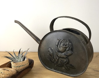 Vintage Unmarked Rose Design Watering Can