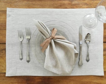 Linen Placemats - Set of 4 or 6 - Choice of colors