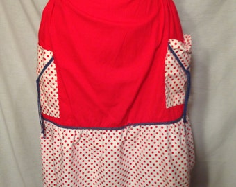 Vintage Red and White Polka Dot Half Apron