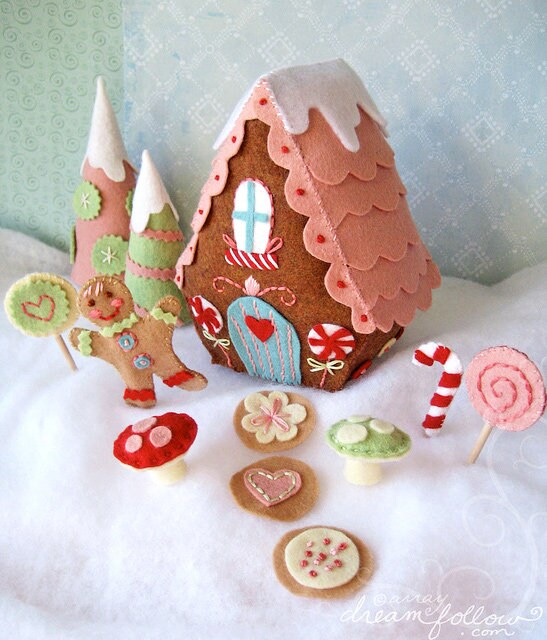 felt Candy Land Lane PDF pattern Christmas Fairy house