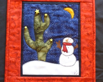 Snow Man Quilted Wall Hanging