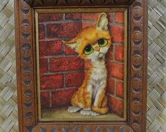 Big Eye/Sad Eye Pity Kitty framed print by GIG (Keane style)