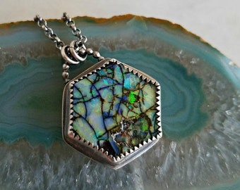destash Cultured Opal Hexagon Pendant, Sterling Silver