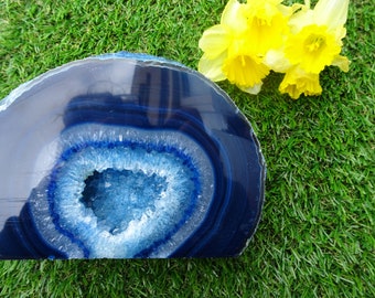 Large Blue Agate Geode Natural Crystals Beautiful cut and polished agate geodes Raw Crystals