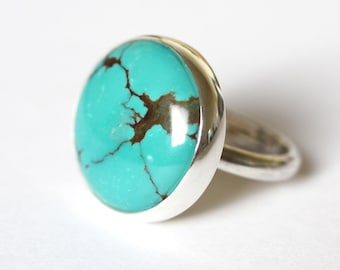 Turquoise Ring, Sterling Silver Turquoise Ring, Turquoise Silver Ring, Chinese Matrix Turquoise, Turquoise jewellery, Natural Turquoise Ring