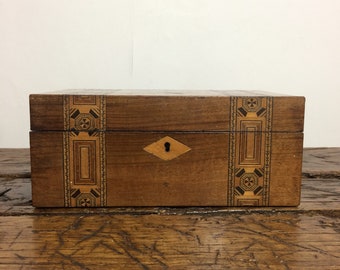 Beautiful large antique wooden writing box. Jewellery chest, memory chest, keepsake box. Wedding box, wedding chest, storage, old wooden box