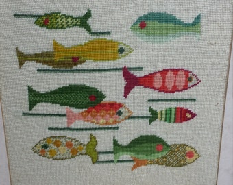 Crewel / Needlepoint Handmade 11 Fish