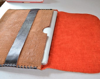 Genuine soft suede leather macbook 13"pro sleeve.