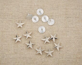 50Pcs 12 mm / Silver Star/ Rivets /Silver Stud /#12