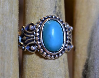 Turquoise and Sterling Silver Ring, size 8