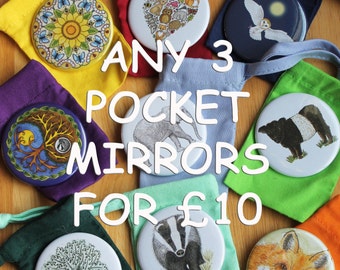 Mixed Selection Offer Any Three Of My Nature Wildlife Pocket Mirrors