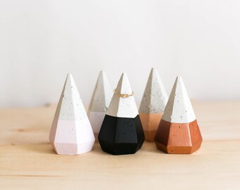 Concrete Ring Cone, Ring Holder, Concrete Ring Holder, Geometric Decor, Minimal Decor, Ring Holder, Ring Display, Ring Cone, Color Blocked