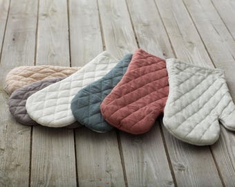 Linen Oven Mitt, linen pot holders, linen kitchen gloves, potholder, oven mitts, potholders, kitchen accessory, kitchen decor