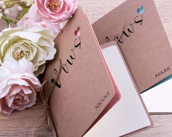 Wedding Vow Books Vow Book Personalized Wedding Vow Booklet His and Her Vows Vow Renewal - SET OF 2